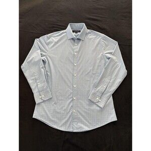 Mizzen+Main Shirt Large Blue Purple Plaid Trim Fit Performance Stretch Pastel